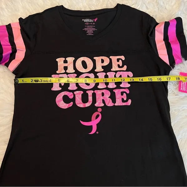 Susan G Komen Breast Cancer Awareness T Shirt Size Medium Black Pink V Neck - Image 4
