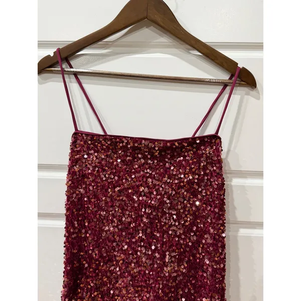 Lulus Perfect Sparkle Mauve Sequin Lace Up Mini Dress Large Cocktail Party Glam - Image 3