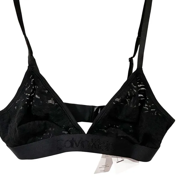 Calvin Klein Black Unlined Lace Triangle Bra‎ Size Medium NEW - Image 2