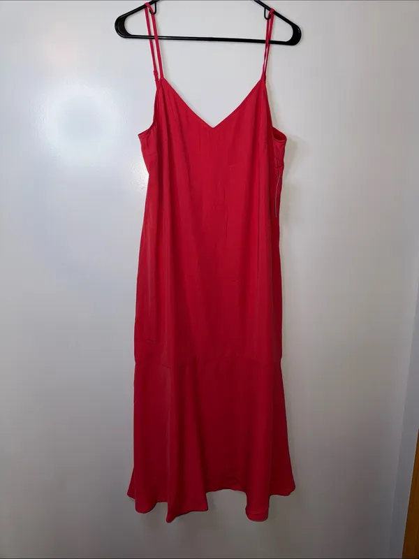 Lulu's Bright Red Midi Slip Dress with Spaghetti Straps - Image 4