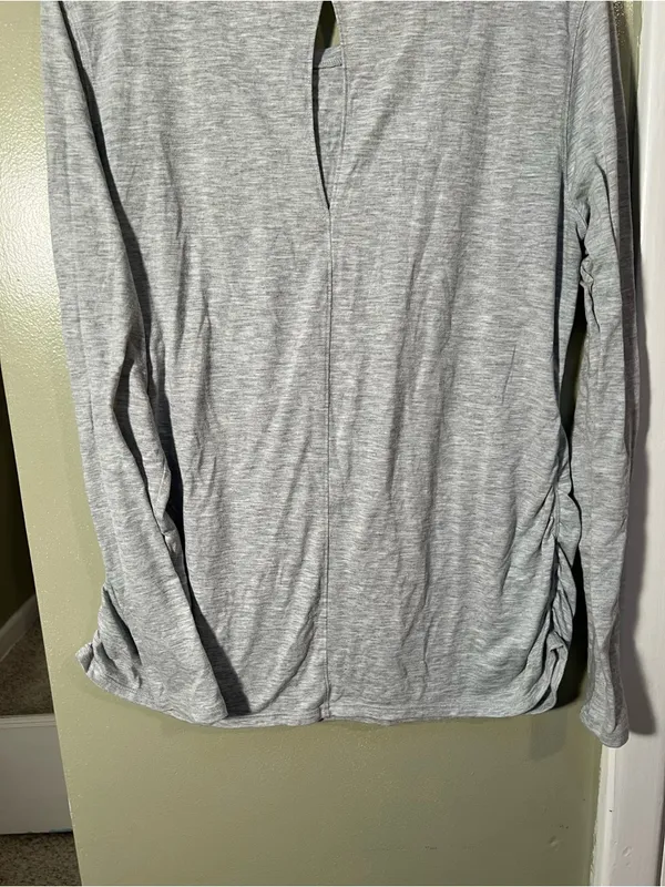 Athletic Works Women's Size Large 12-14 Long Sleeve T-Shirt Light Heather Gray - Image 7