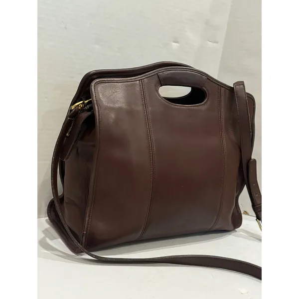 Vintage Coach Large Shopper Laptop Bag Mahogany Brown Leather 9995 USA Top Zip - Image 2