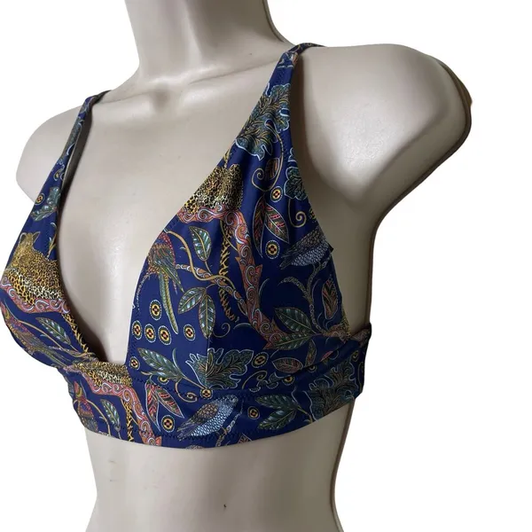 J.Crew Jungle Leopard Print Two Piece Swimsuit Blue Womens S - Image 3