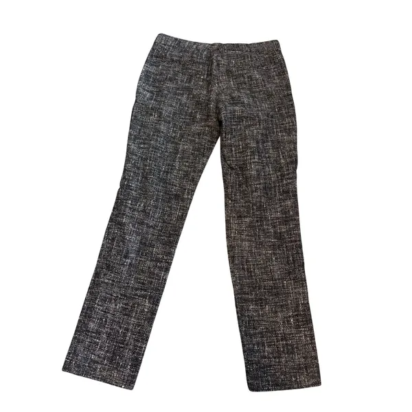 Theory Tweed Trousers Women 6 Black White Straight Leg‎ Professional Dress Pants - Image 2