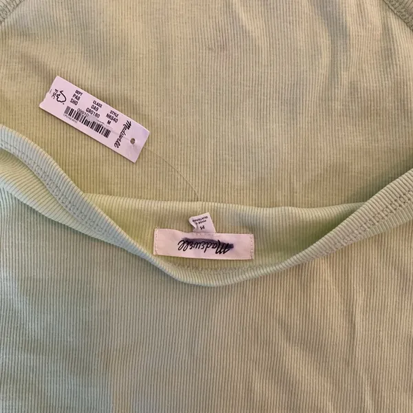 NWT! Madewell Supima® Rib Halter‎ Tank Top Lt Green Sz M - Damaged with Patches - Image 9