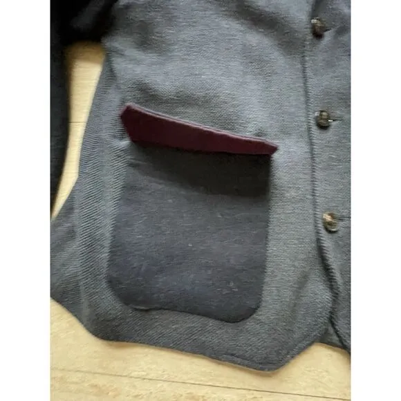Ted Baker‎ London Blue Wool Sleeve Textured Coat Jacket Removable Collar Size 6 - Image 5