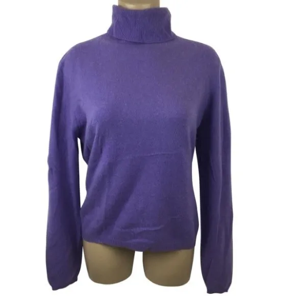 100% Cashmere Lavender Long Sleeve Turtleneck Sweater Croft & Barrow M - Image 3