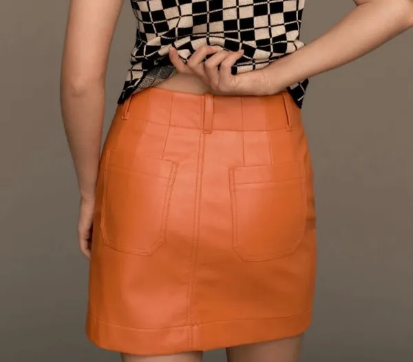 Maeve The Colette Faux Leather Mini Skirt, Size L - Image 3