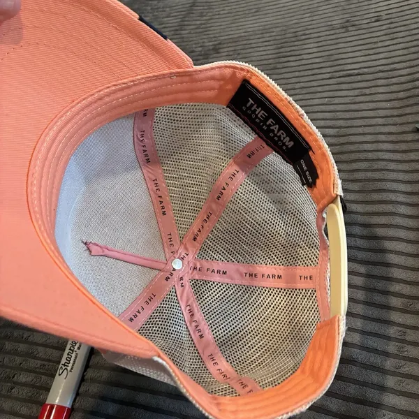 Goorin Bros The Farm Queen Bee Trucker Hat Coral Pink White Mesh Snapback Cap - Image 7