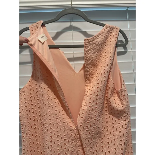 Everly Feminine Floral Eyelet‎ Detail Coral Light Pink Spring Sun Dress Size M - Image 9