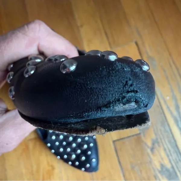 VERONICA BEARD Griffin Studded Nappa Leather Loafers Black Size 38.5‎ or 8.5 - Image 9