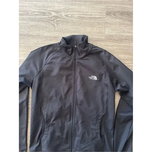 The North Face Full Zip Track Jacket Womens S/M Black Mock Neck Stretch Logo - Image 5