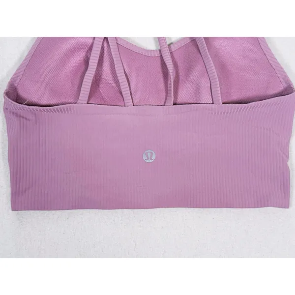 Lululemon Like a Cloud Ribbed Longline Bra Size 4 Pink Yoga Pilates Gym Studio - Image 4