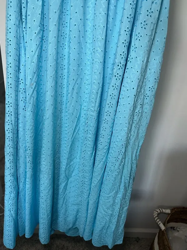 Torrid Blue Eyelet Strapless Smocked Bodice Maxi Dress Size 0 - Image 4