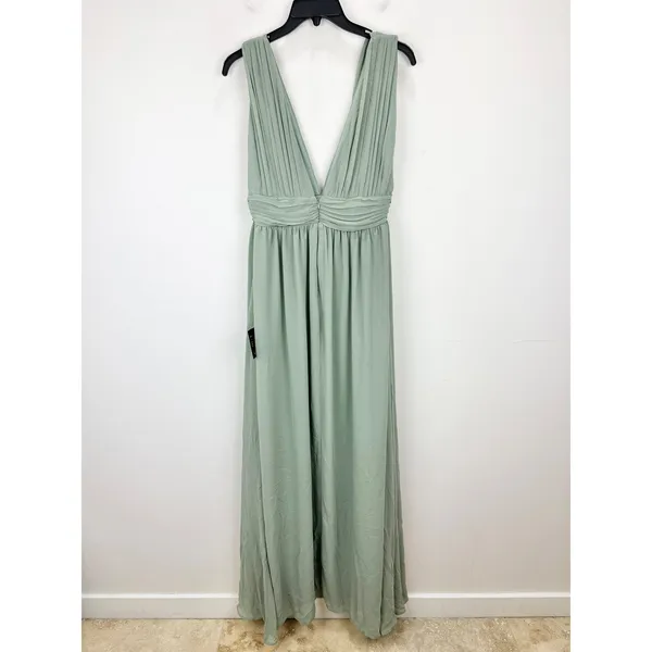 Lulus Heavenly Hues Sage Brush Maxi Dress Chiffon Bridesmaid Formal Medium NWT - Image 11