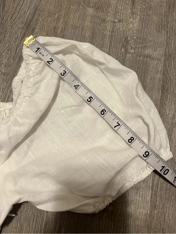 Lulus White Linen Blend Puff Sleeve Mini Dress Womens Size M NWT - Image 3