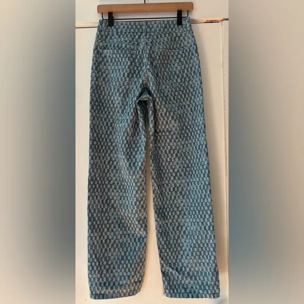 Future Collective Size 00 Waist 28 Checkered Denim Pants NWOT‎ - Image 2