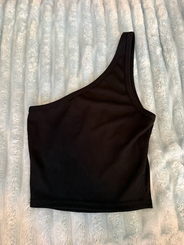 SHEIN Black one should crop shirt Size XS - Image 2