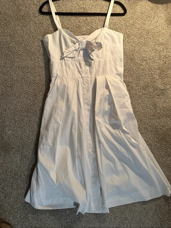Milly White Bow-Front Button Dress - Image 2