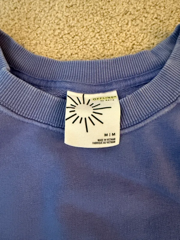 aerie Blue Pullover Sweatshirt with Sun Sleeve Detail - Image 3