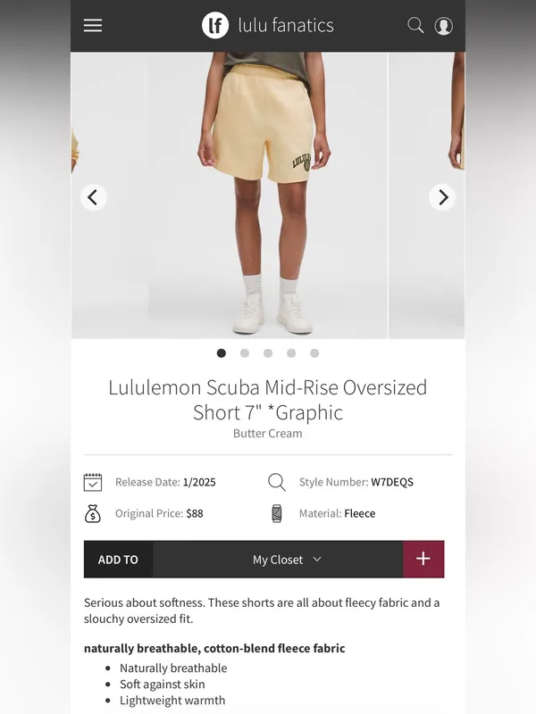 NWT Lululemon Scuba Mid-Rise Oversized Short 7" *Graphic - size M - Image 7