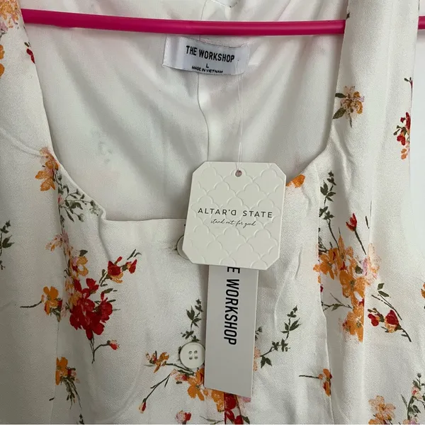 Altar'd State White Floral Button-Front Midi Dress - Image 7