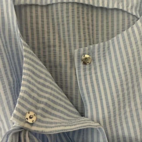 Commense Striped Peplum Top With Bow Details XS White - Image 4
