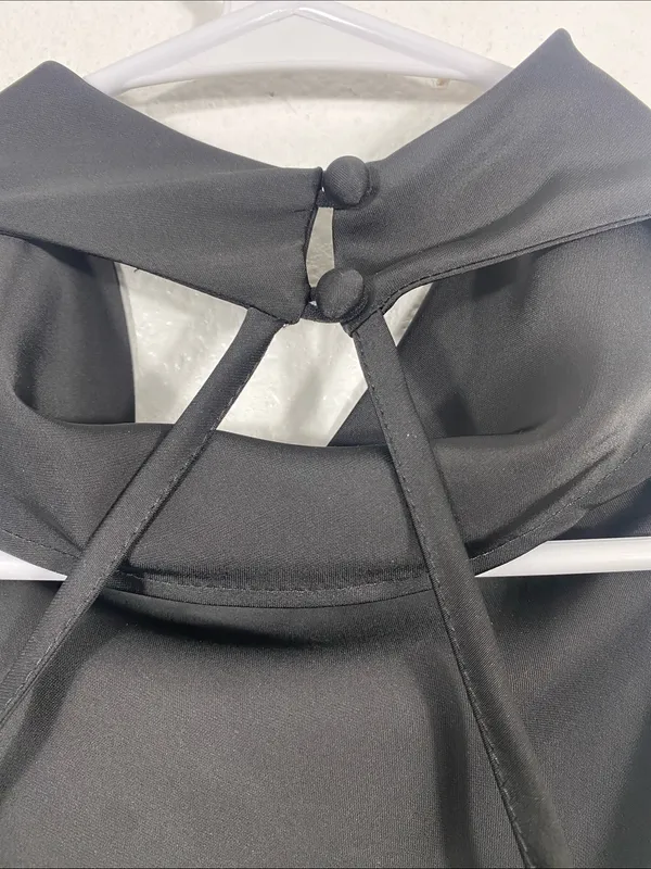 Hello Molly Black Halter Satin Maxi Dress with Side Slit Size L US8 - Image 9