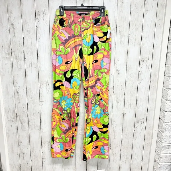 Jaded London Pants Women Size W26 Psychedelic Boyfriend Jeans Multicolor Retro‎ - Image 2