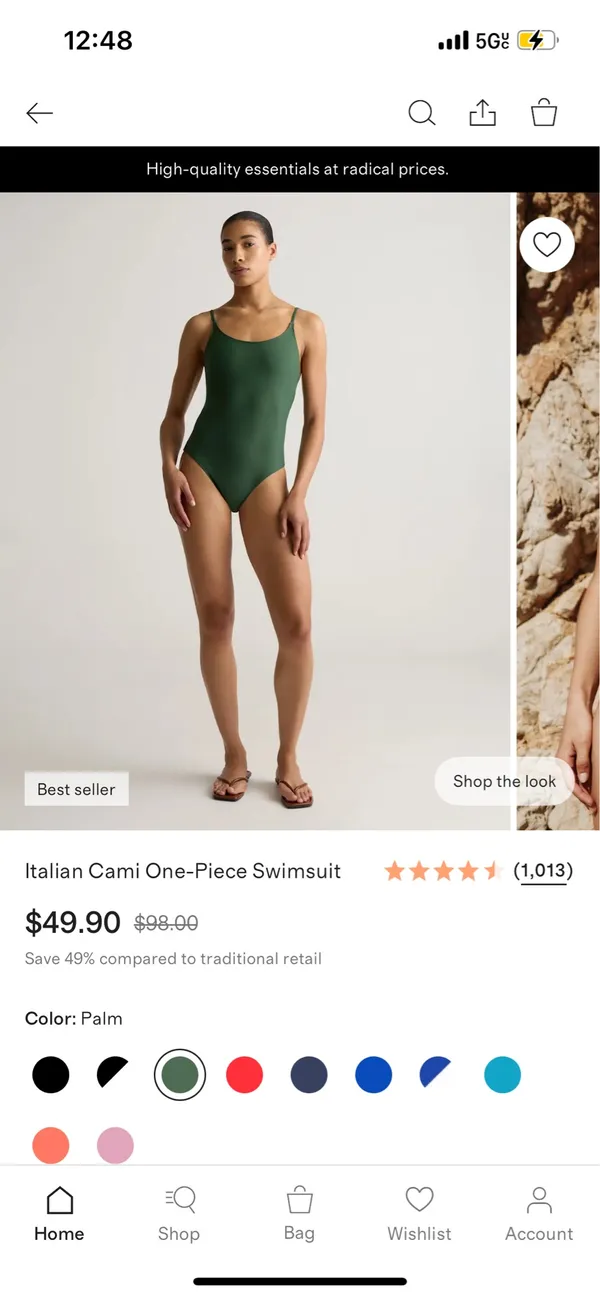 New Quince Italian Cami One-Piece Swimsuit Size Medium MSRP $49.90 - Image 2