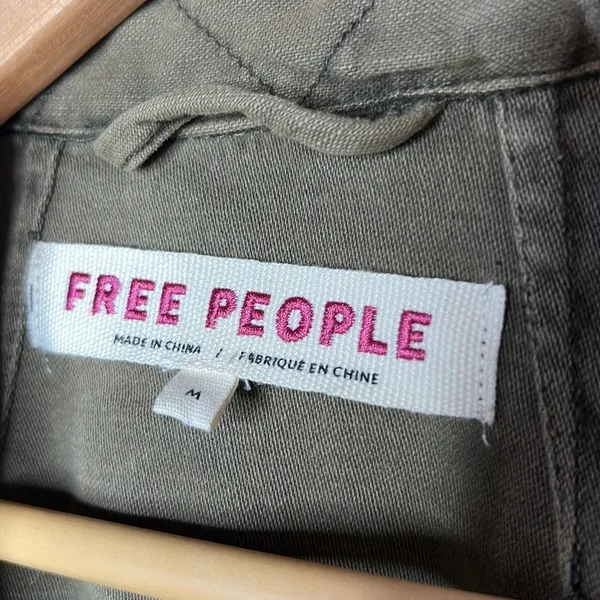 Free People Not Your Brothers Surplus Olive Green Jacket Size Medium - Image 13