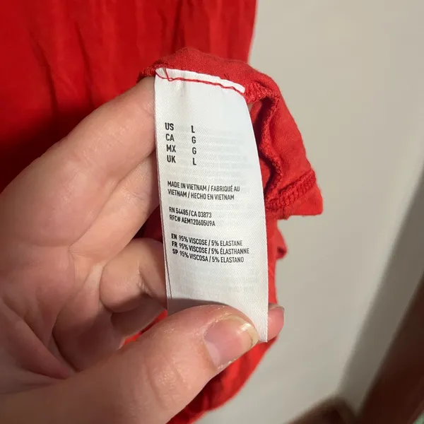 American Eagle Outfitters Bright Burnt Orange V-Neck Tee - Image 3