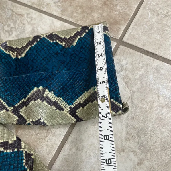 Sam Edelman Hai Knee High Boots Teal Blue Snakeskin Embossed Pointed Toe 5.5M‎ - Image 7