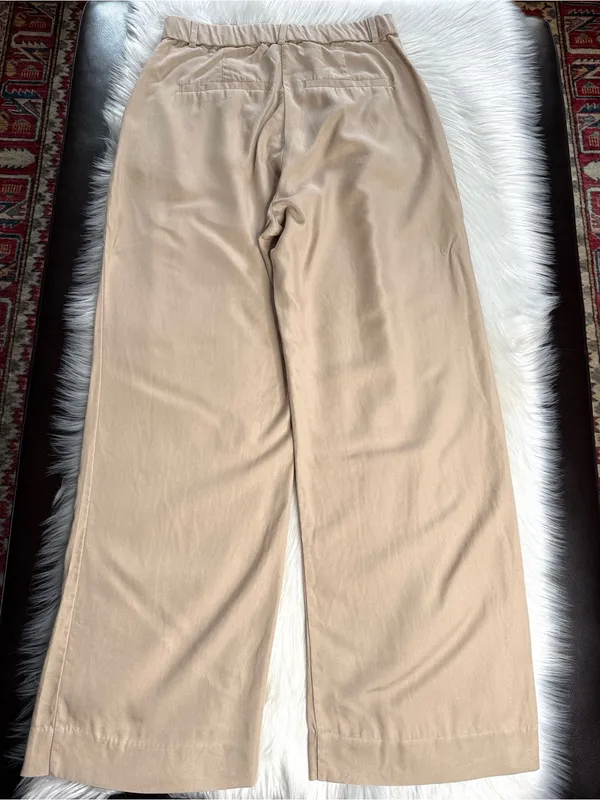 Abercrombie Tan Pleated Wide Leg Trousers - Image 4