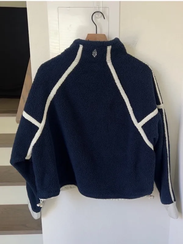 Free People FP Movement Mountain High 1/2 Zip Fleece Pullover in Dark Navy Blue - Image 3