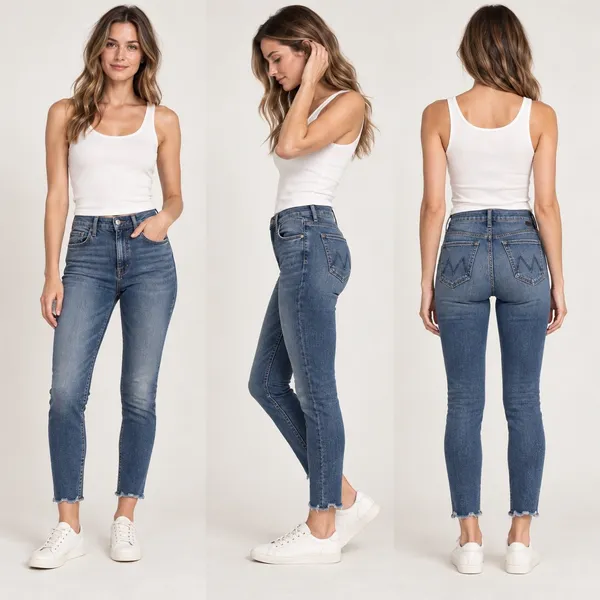 Mother Looker Ankle Chew Jeans Womens 25 Blue High Waisted Skinny Raw Hem Denim - Image 2