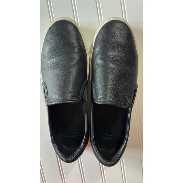 UGG Jass Slip On Sneaker Black Pebbled Leather Platform Shoes Womens 9 - Image 8