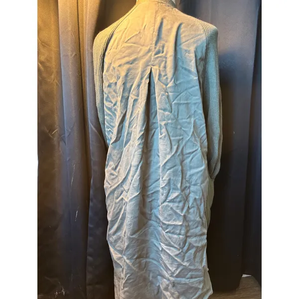 Lululemon Ribbed Knit‎ Mixed Media Open Front Long Cardigan Sage Green Womens - Image 3
