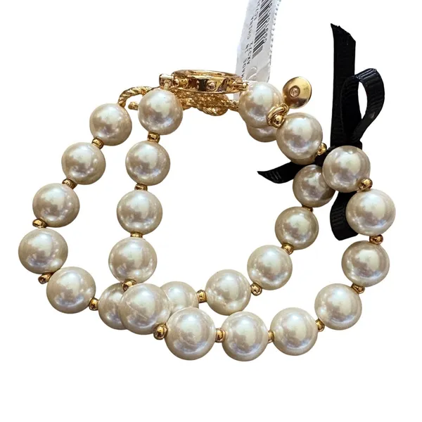 J.Crew Set of Two Nautical Pearl Bracelet Ship Wheel Knot‎ Gold AX372 NWT - Image 3