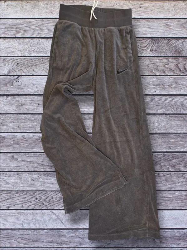 Nike Velour Wide Leg Sweatpants Charcoal Grey Plush Pants DV7836-060 Size Small - Image 7