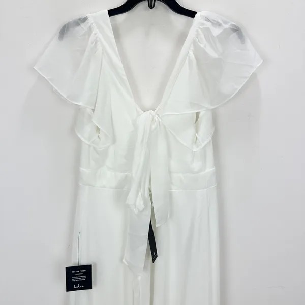 Lulus Simply Delightful White Tie Back Flutter Sleeve Maxi Dress Chiffon XL NWT - Image 9