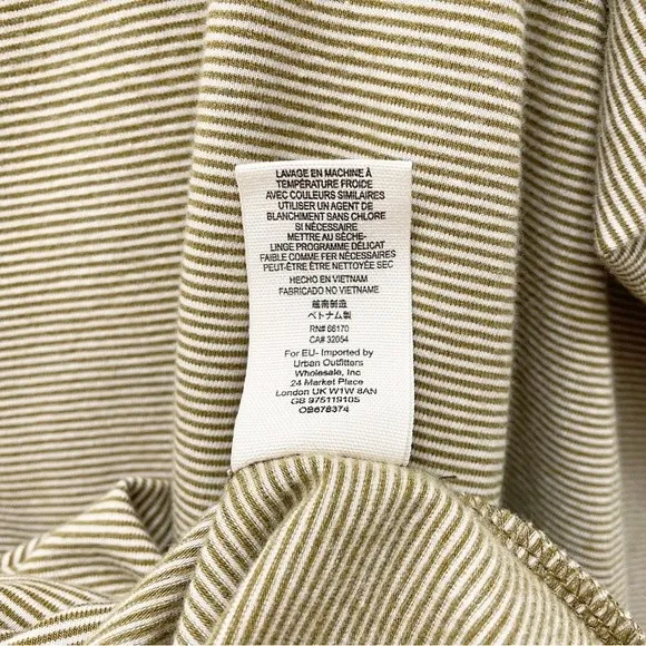 Free People Penelope Tan Striped Knit Top Long Ruched Puff Sleeves Size Medium - Image 12