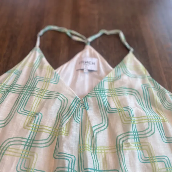 FRNCH Maxi White/Green/Blue Linen Sundress Summer Beach Boho Whimsical - Size M - Image 11