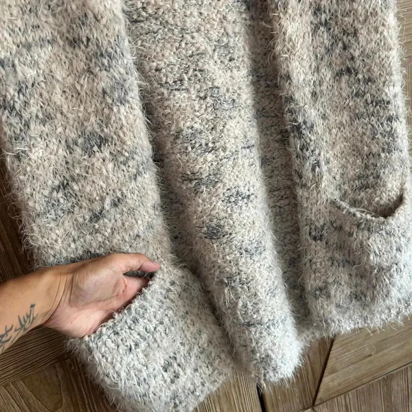 Olivia Sky Women's Sleeveless Open Front Cardigan Sweater Beige Size M Boho Knit - Image 2