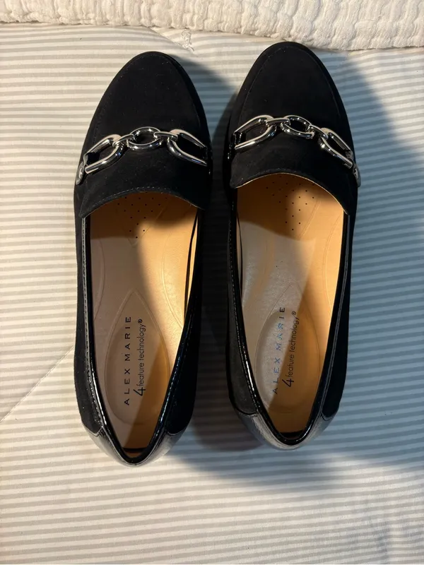 Alex Marie Black Suede Loafers Size 9M - Image 6