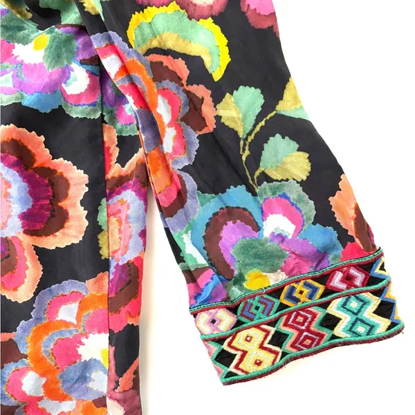 Johnny was workshop calanthe button down shirt top silk floral sz XL - Image 6
