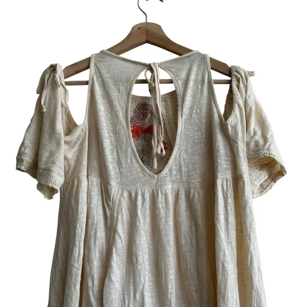 Free People Fast Time Beaded Cold Shoulder Floral Blouse S Boho - Image 8