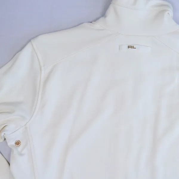 Ralph Lauren Golf Jacket Women M Ivory Full Zip Track Mock Neck Gold Trim Tennis - Image 7