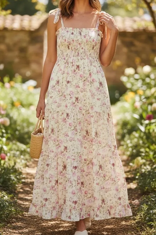 Pink Lily Floral Smocked Tiered Maxi Dress - Image 2