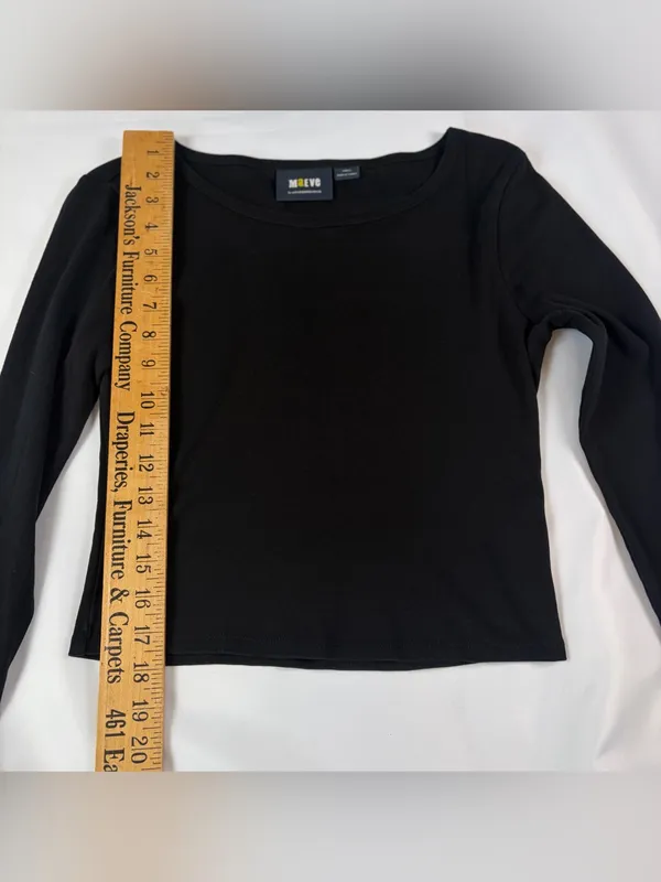 Anthropologie Maeve Black 100% Cotton Scoop Neck Flutter Sleeve Knit Top Size XS - Image 3